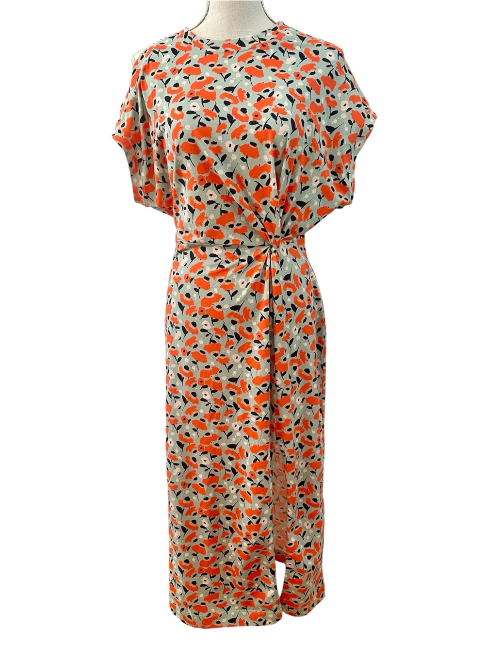 Tanya Taylor Organic Cotton Floral Stretch Midi Dress Size Medium